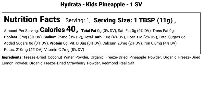Hydrata Electrolyte Beverage Powder - JUMBO Bag- 50 servings