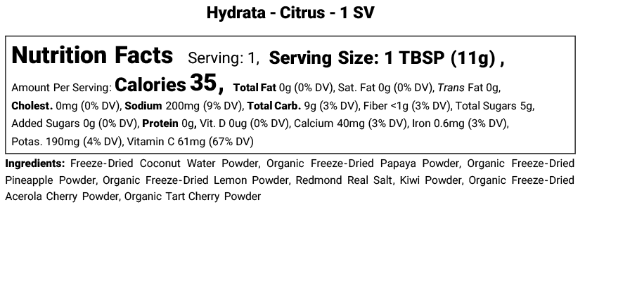 Hydrata Electrolyte Beverage Powder - BIG Variety Pack - 15 pouches