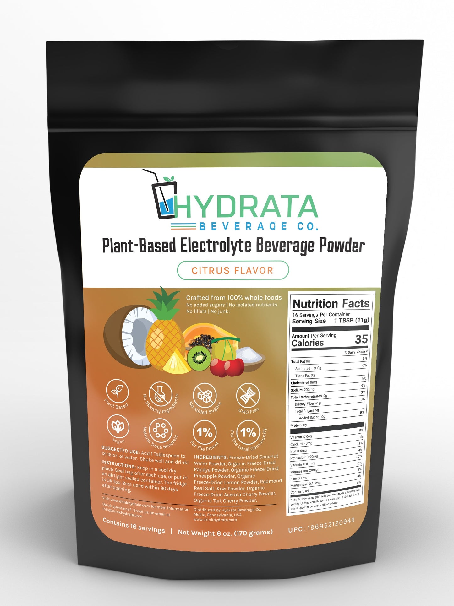 Hydrata Electrolyte Beverage Powder - Citrus Flavor