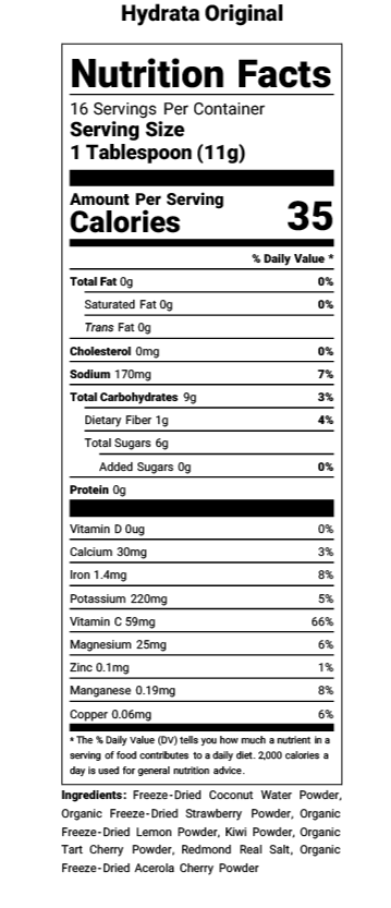 Hydrata Electrolyte Beverage Powder - Original Flavor