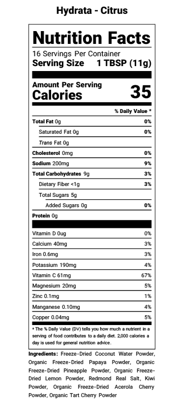 Hydrata Electrolyte Beverage Powder - Citrus Flavor