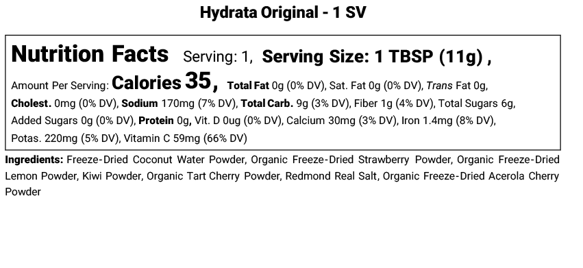 Hydrata Electrolyte Powder - 5-Pack Single Serving Pouches- Single Flavor