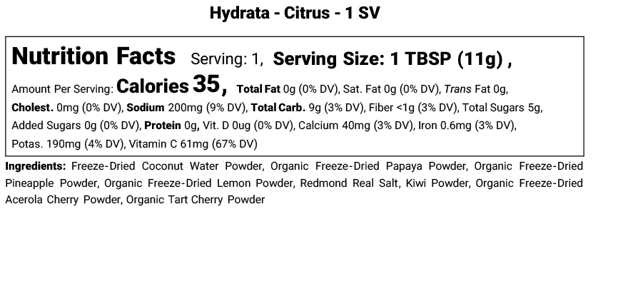 Hydrata Electrolyte Powder - 5-Pack Single Serving Pouches- Single Flavor